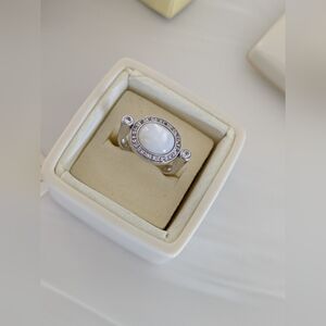 Lenox Silver Ring with White Center Stone